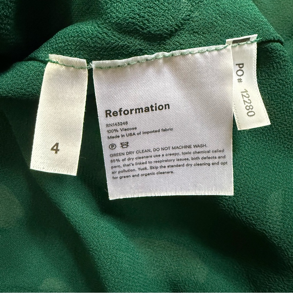 Reformation Fox Dress in Fen Size 4 Geometric Christmas Dress Holidays - Picture 9 of 11